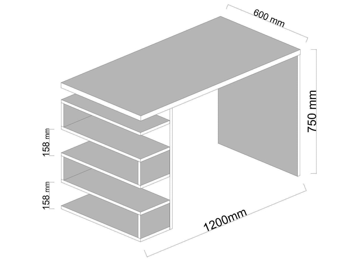 Birou Robin, Alb - Nuc, 120x60x75 cm