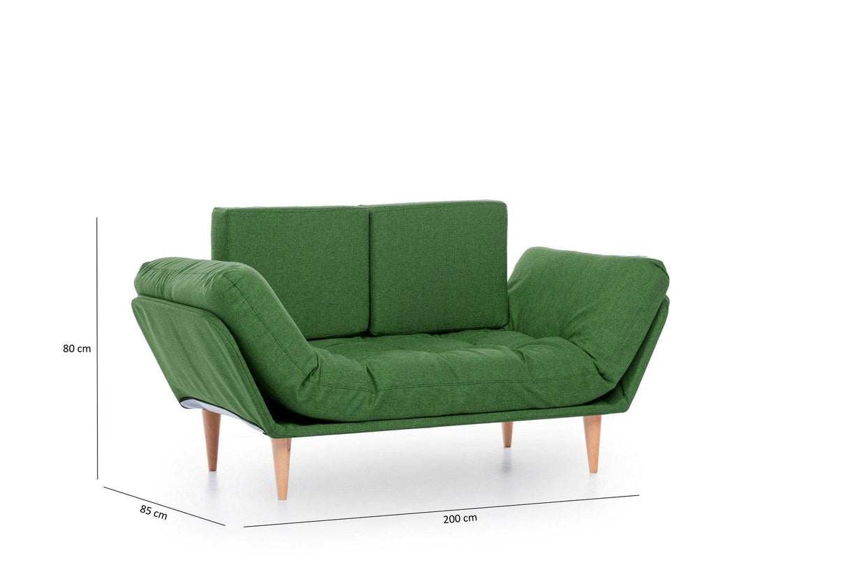 Canapea extensibila cu 3 Locuri Nina, Verde, 200 x 85 x 80 cm