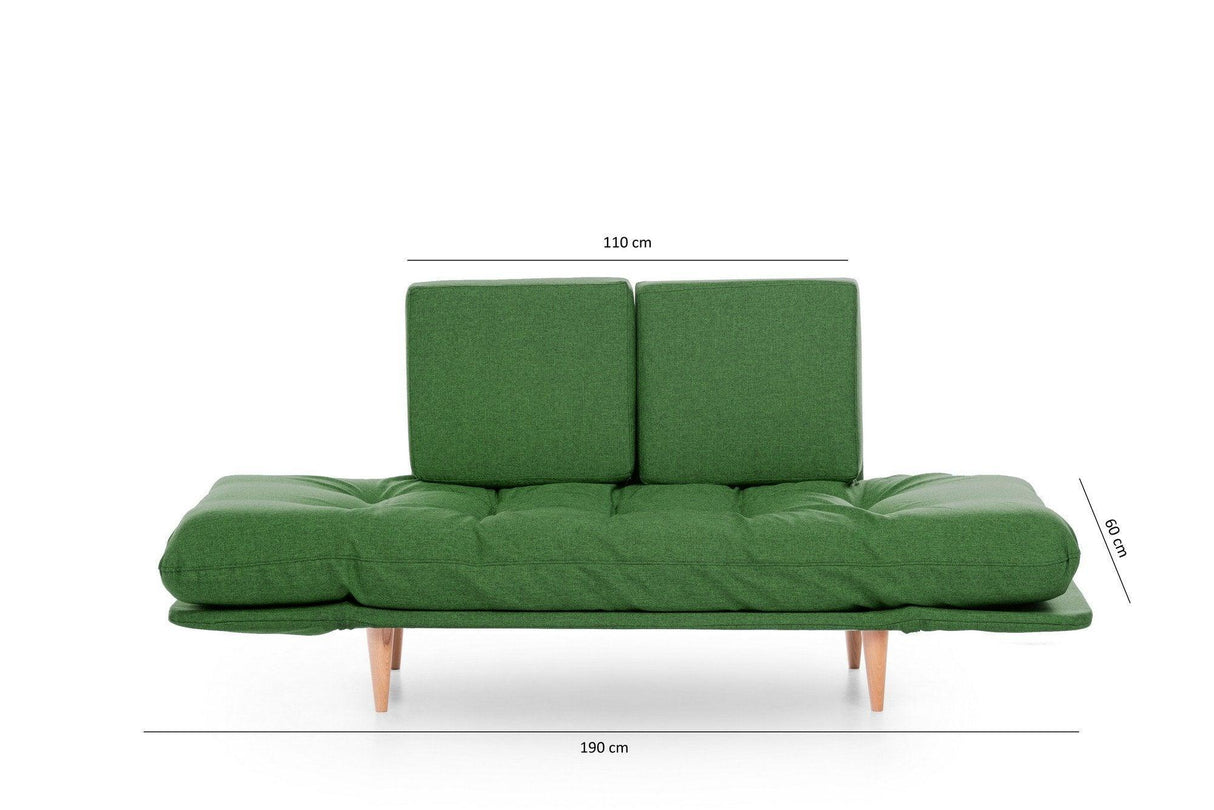 Canapea extensibila cu 3 Locuri Nina, Verde, 200 x 85 x 80 cm