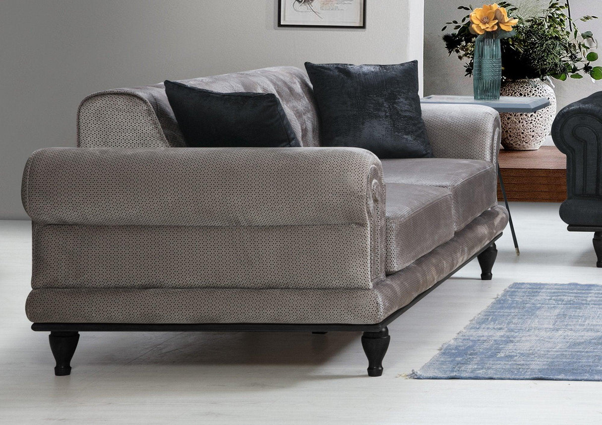 Canapea extensibila cu 3 Locuri Polyanna, Gri, 230 x 95 x 78 cm