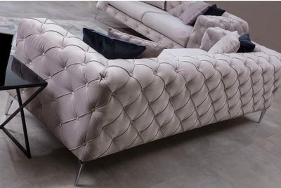 Canapea Fixa cu 3 Locuri Favalli, Chester, Gri deschis, 230 x 90 x 73 cm
