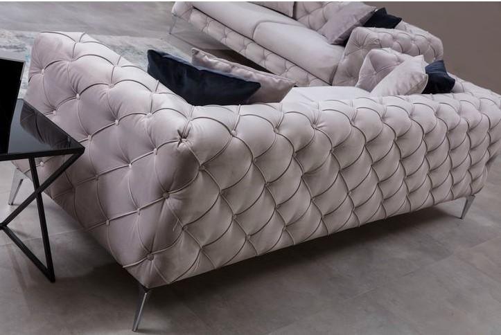 Canapea Fixa cu 3 Locuri Favalli, Chester, Gri deschis, 230 x 90 x 73 cm