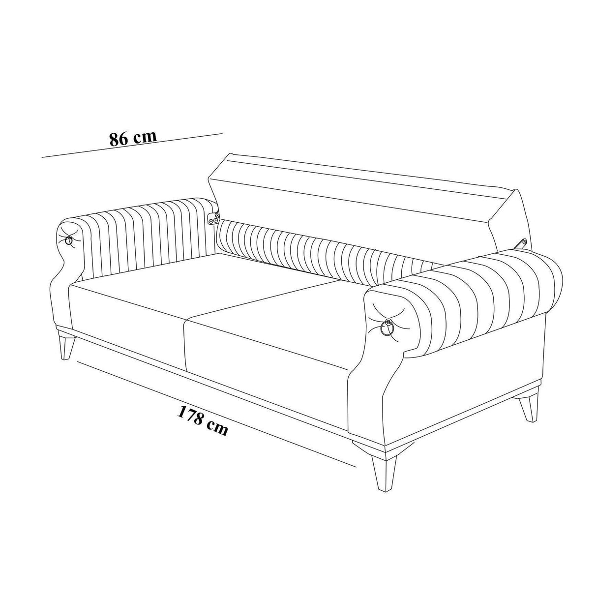 Canapea Fixa cu 3 locuri Mertens , Rosu bordo, 100x85x230 cm