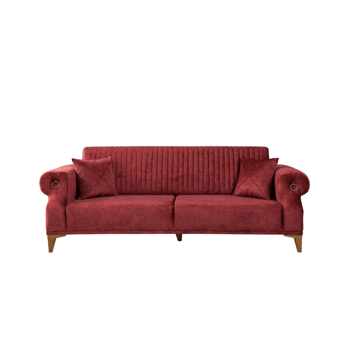 Canapea Fixa cu 3 locuri Mertens , Rosu bordo, 100x85x230 cm