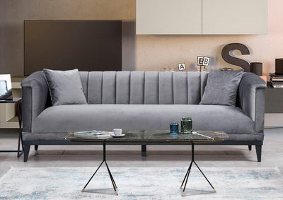 Canapea Fixa cu 3 Locuri Trendy, Gri Inchis, 225 x 89 x 79 cm