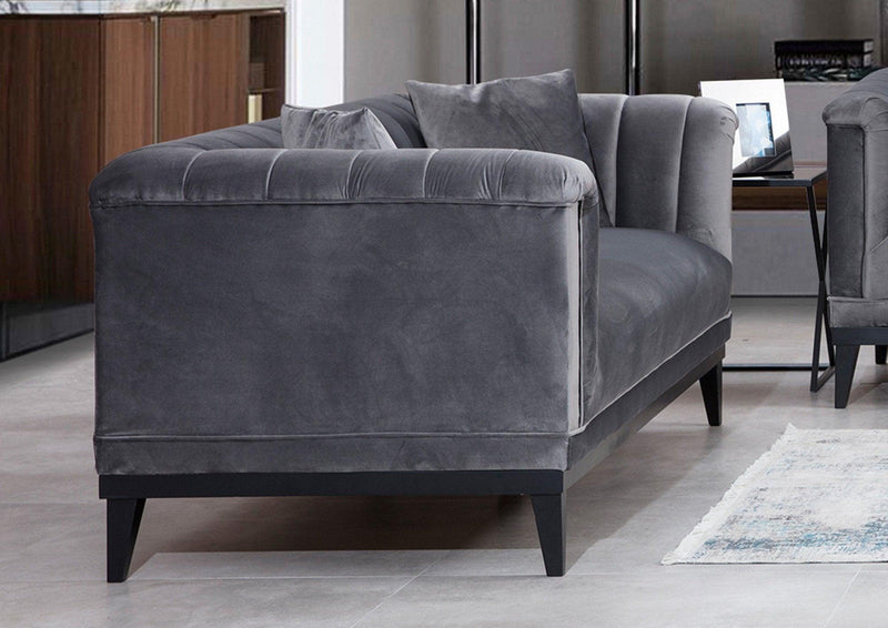 Canapea Fixa cu 3 Locuri Trendy, Gri Inchis, 225 x 89 x 79 cm
