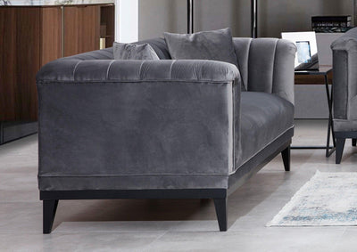 Canapea Fixa cu 3 Locuri Trendy, Gri Inchis, 225 x 89 x 79 cm