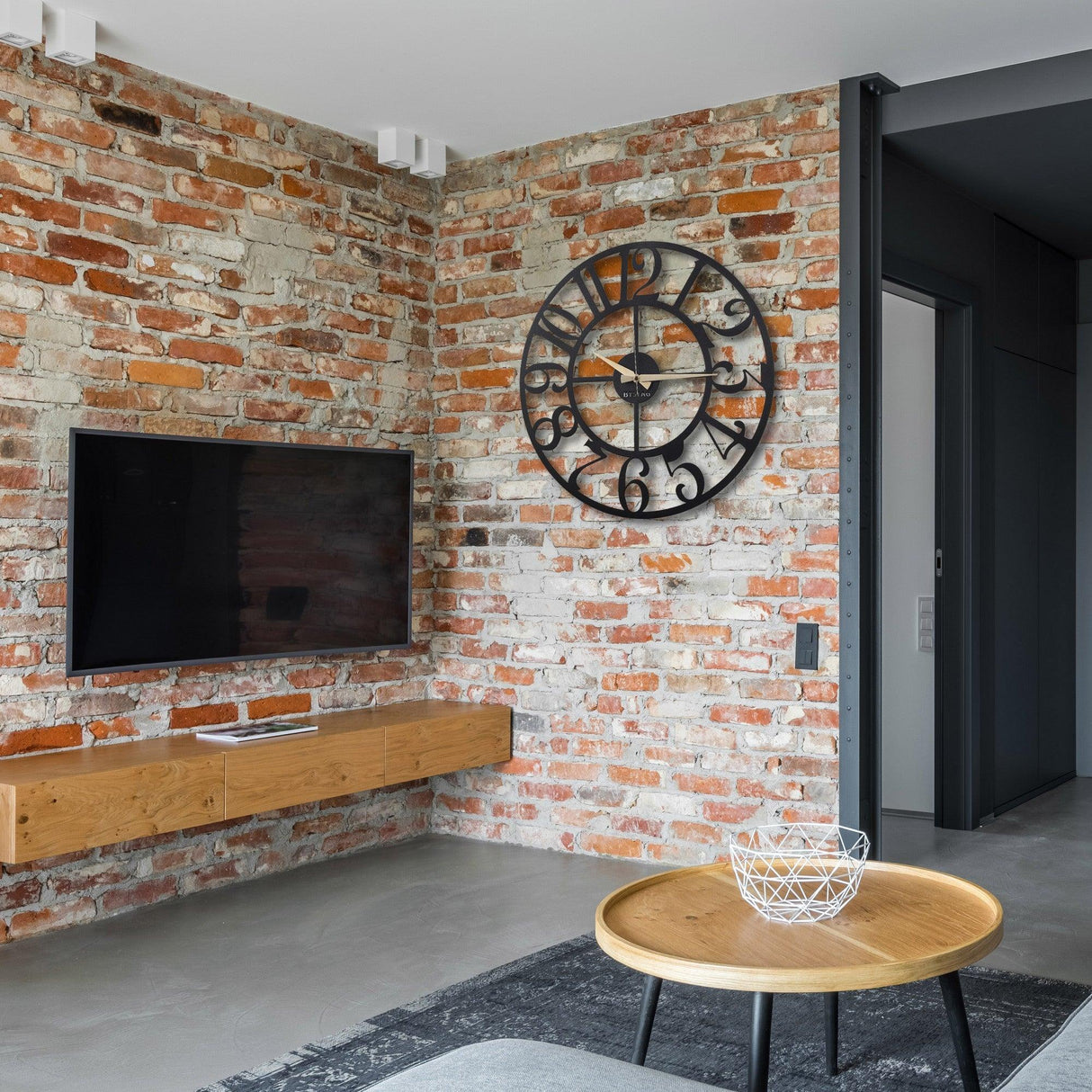 Ceas de perete Antic Rome, Negru, 50 x 50 cm