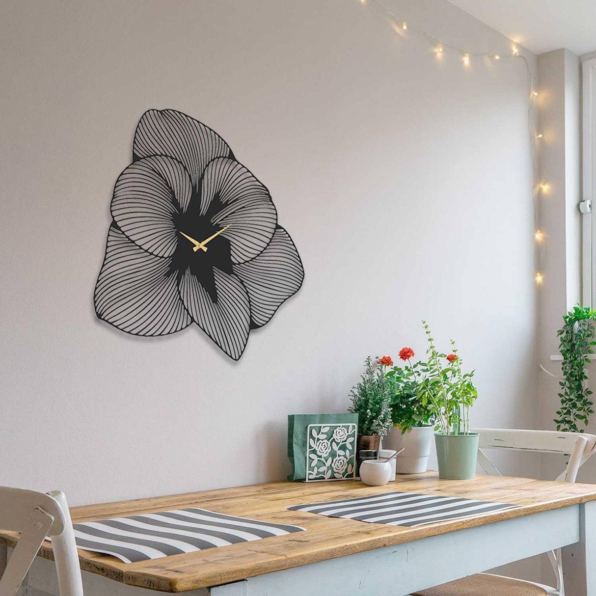 Ceas de perete Azalea Metal Wall Clock - Black, Negru, 70 x 70 cm