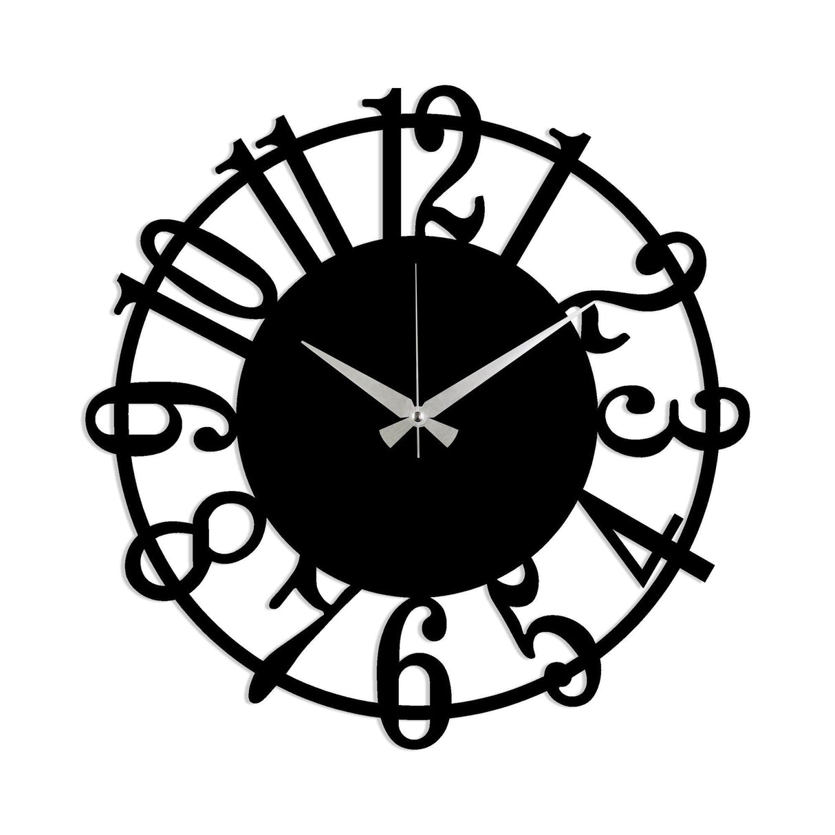 Ceas de perete Metal Wall Clock 15, Negru, 48x0,15x48 cm