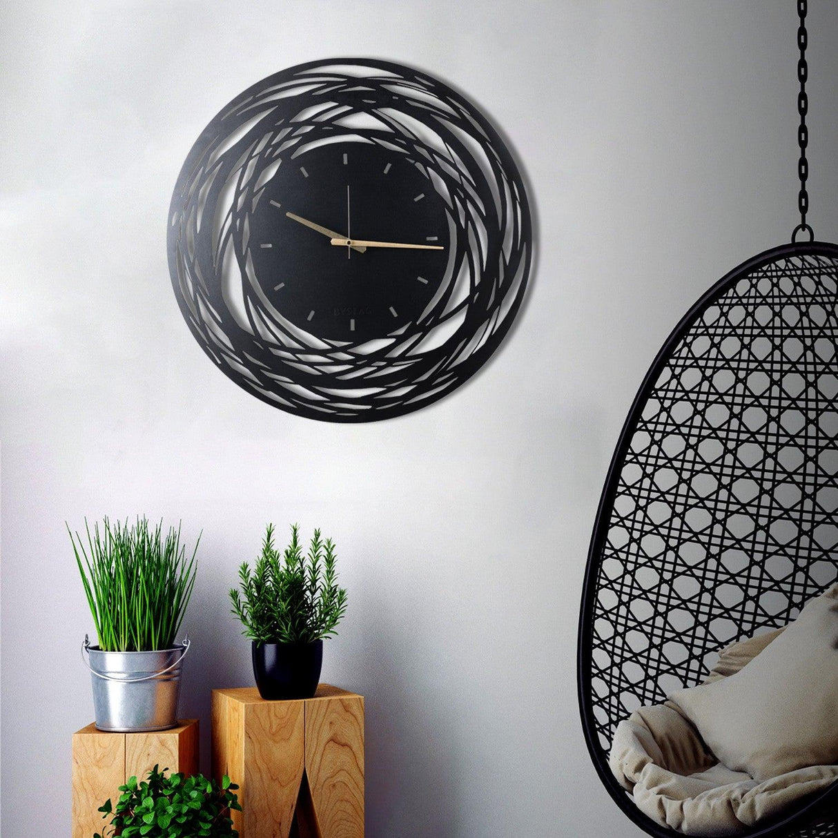 Ceas de perete Timeless Zone, Negru, 50 x 50 cm