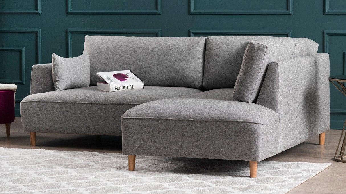 Coltar Dreapta Felix, Gri deschis, 236 x 90 x 195 cm