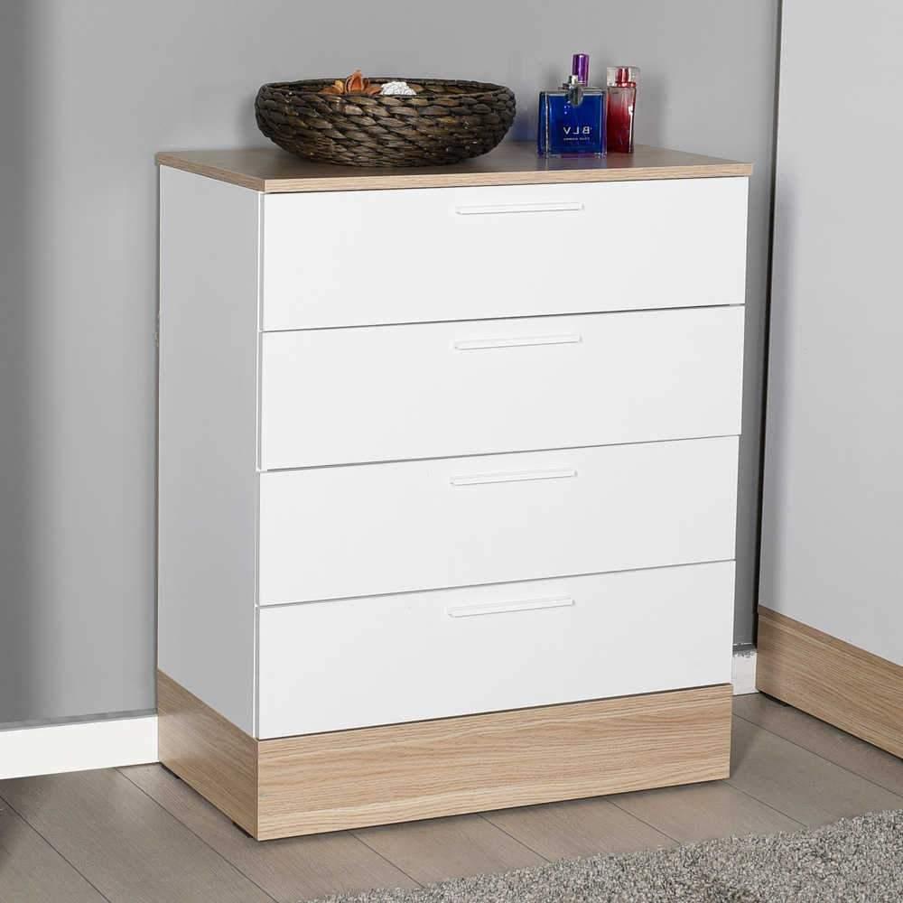 Comoda Adore Base, 4 sertare, Crem / Alb, 72 x 88 x 40 cm