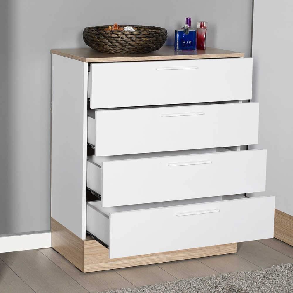 Comoda Adore Base, 4 sertare, Crem / Alb, 72 x 88 x 40 cm