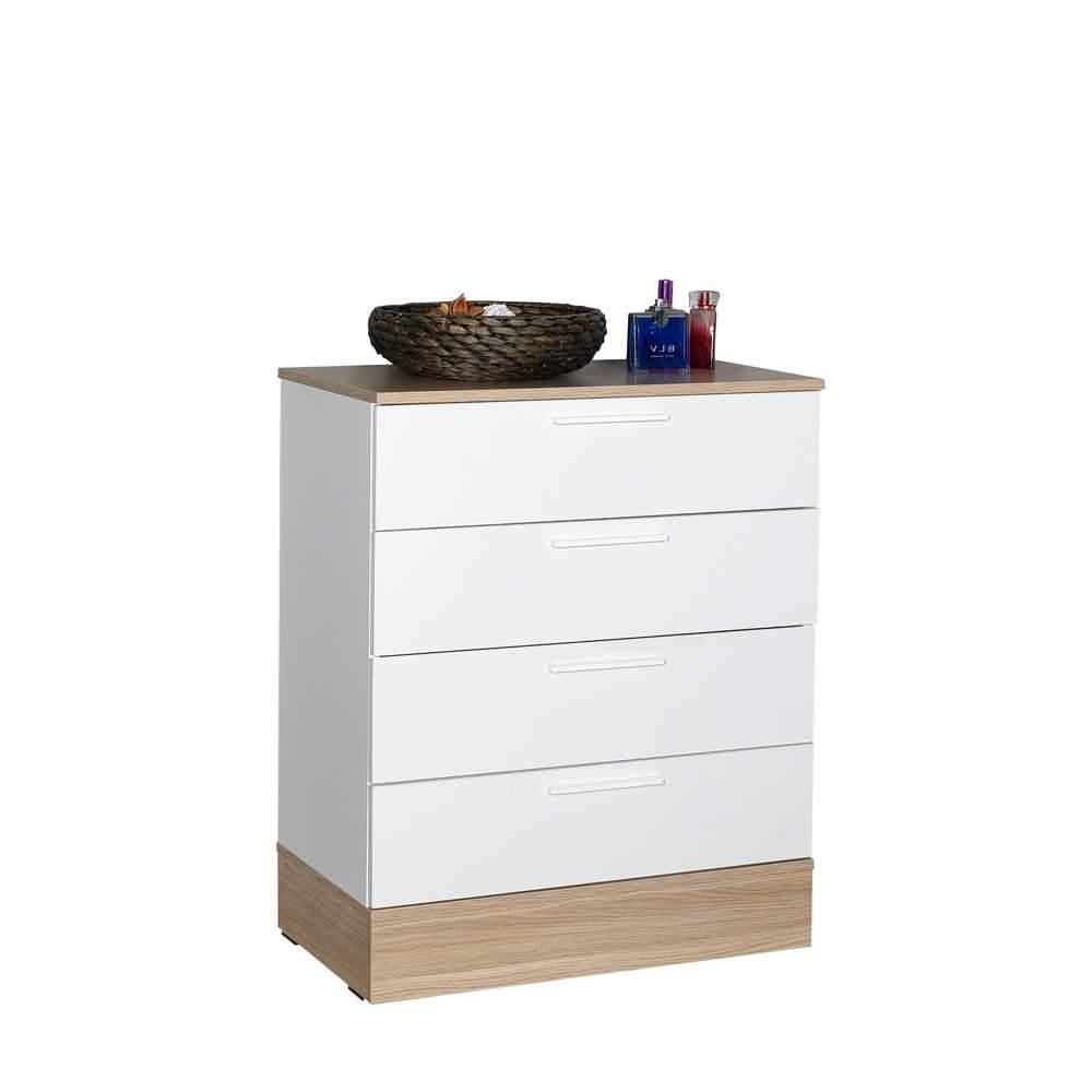 Comoda Adore Base, 4 sertare, Crem / Alb, 72 x 88 x 40 cm