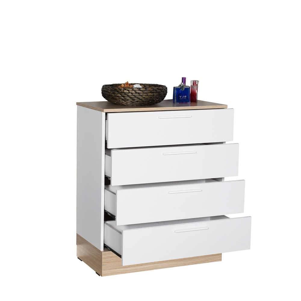 Comoda Adore Base, 4 sertare, Crem / Alb, 72 x 88 x 40 cm