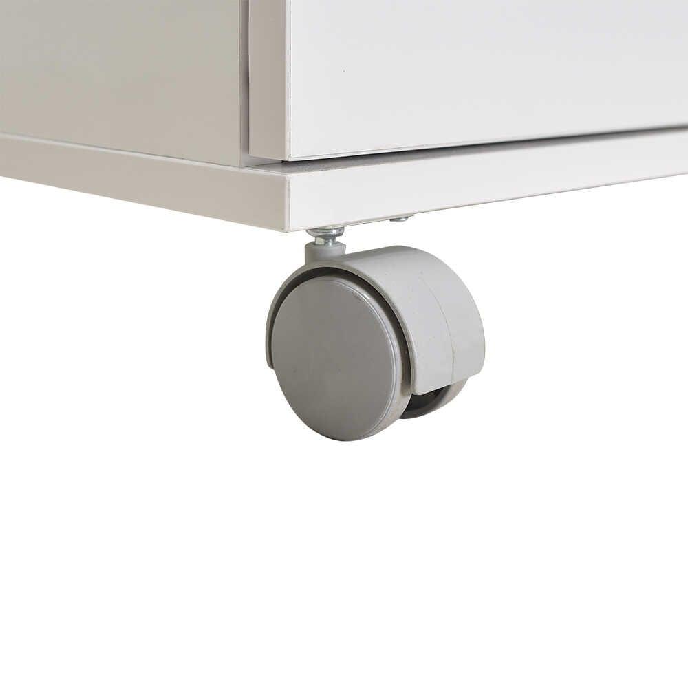 Comoda Adore Diamond, 1 usa, 5 sertare, cu rotile, Alb Lucios, 85 x 44 x 81 cm