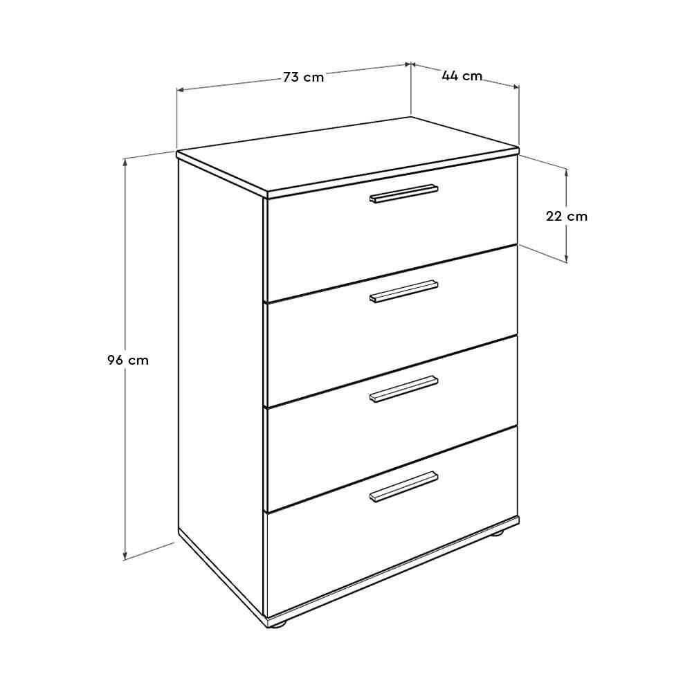 Comoda Adore Trendline, 4 sertare, Alb - Nuc, 73x96x44 cm - Alb