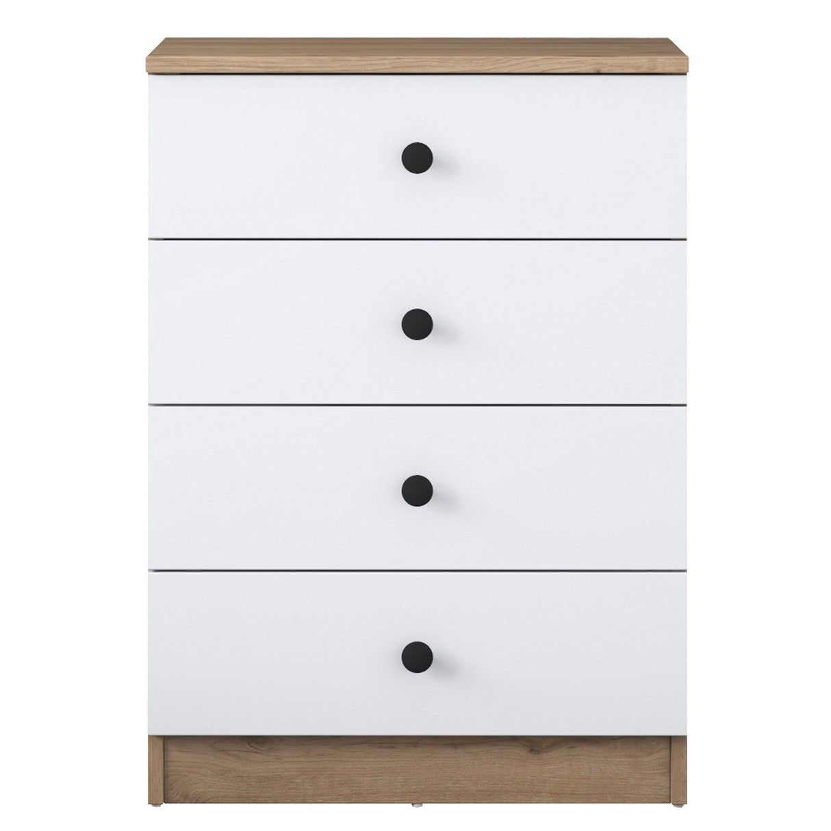 Comoda Dalin cu 4 Sertare, Alb - Nuc, 60 X 83 X 42 Cm