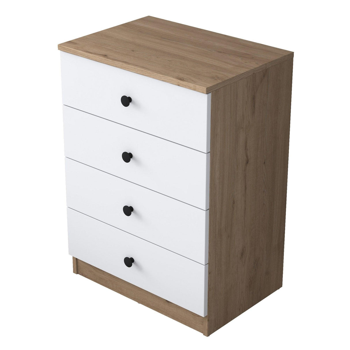 Comoda Dalin cu 4 Sertare, Alb - Nuc, 60 X 83 X 42 Cm