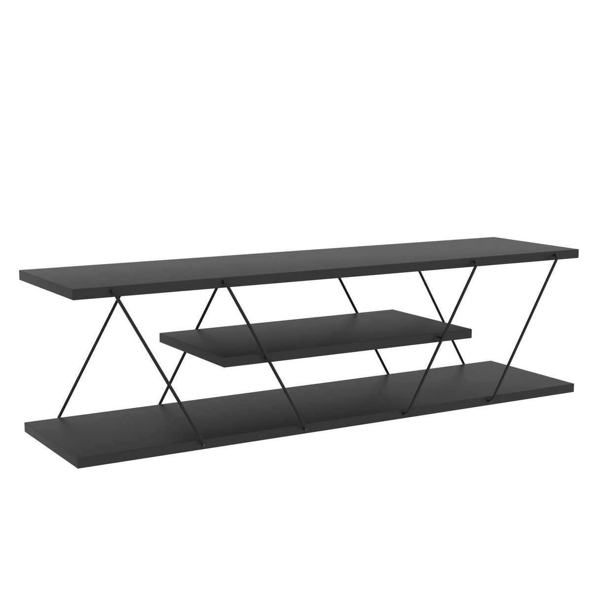 Comoda Tv Alparslan cu Raft, Alb - Gri, 120x33x30 cm - Gri