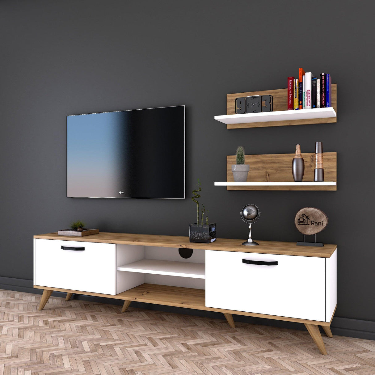 Comoda TV Bade, Alb, 180x49x35 cm