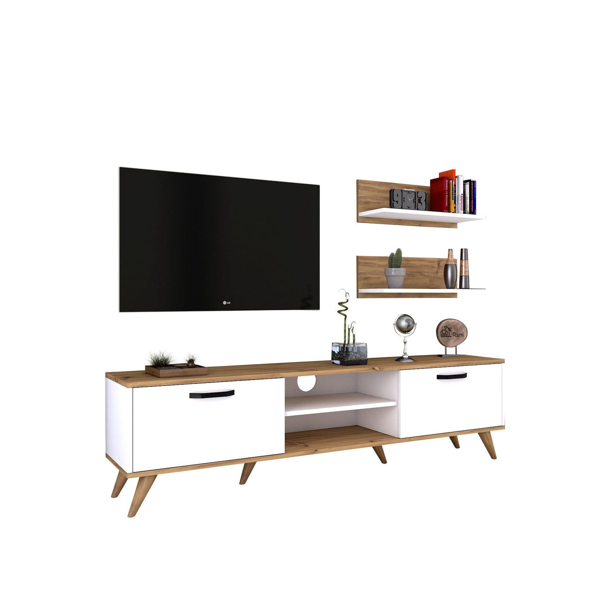 Comoda TV Bade, Alb, 180x49x35 cm