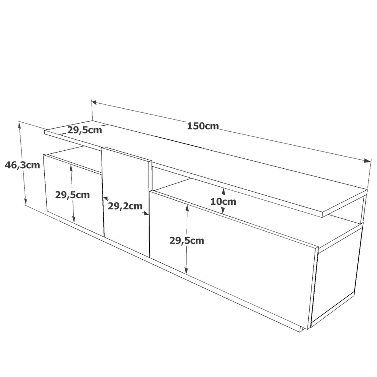 Comoda TV Cablee, Stejar, 150x47x30 cm