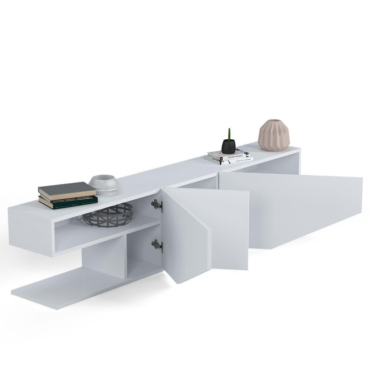 Comoda TV Cinera, Alb, 180x40x30 cm