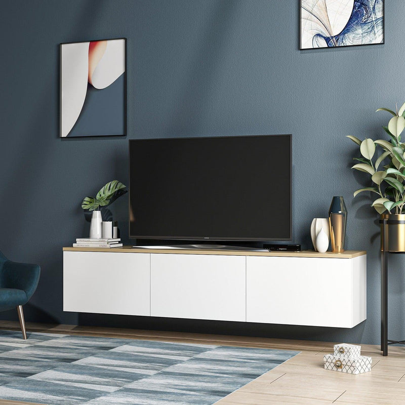 COMODA TV Neon cu 3 Compartimente, Alb, 160 x 35 x 32 cm