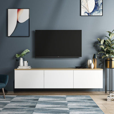 COMODA TV Neon cu 3 Compartimente, Alb, 160 x 35 x 32 cm