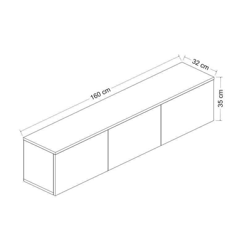 COMODA TV Neon cu 3 Compartimente, Alb, 160 x 35 x 32 cm
