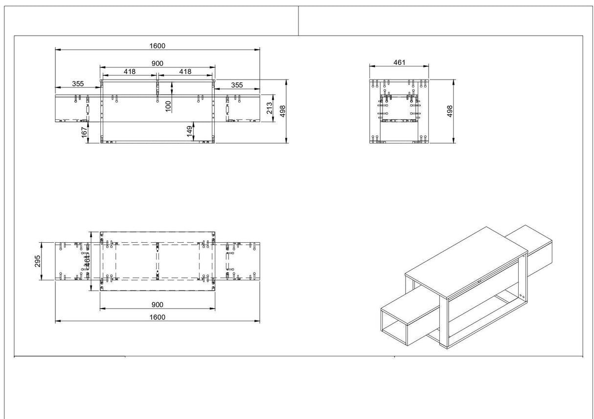 COMODA TV Platinum, Negru, 160 x 50 x 46 cm