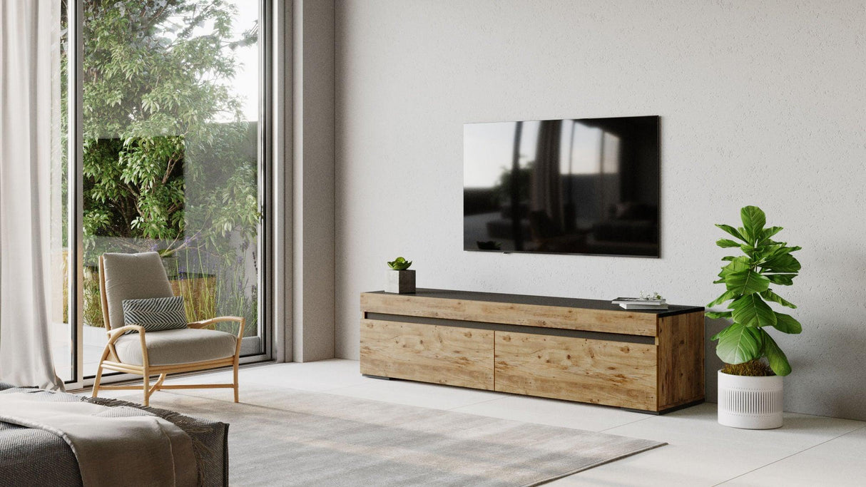 Comoda TV Roomaza, Stejar, 180x46x47 cm