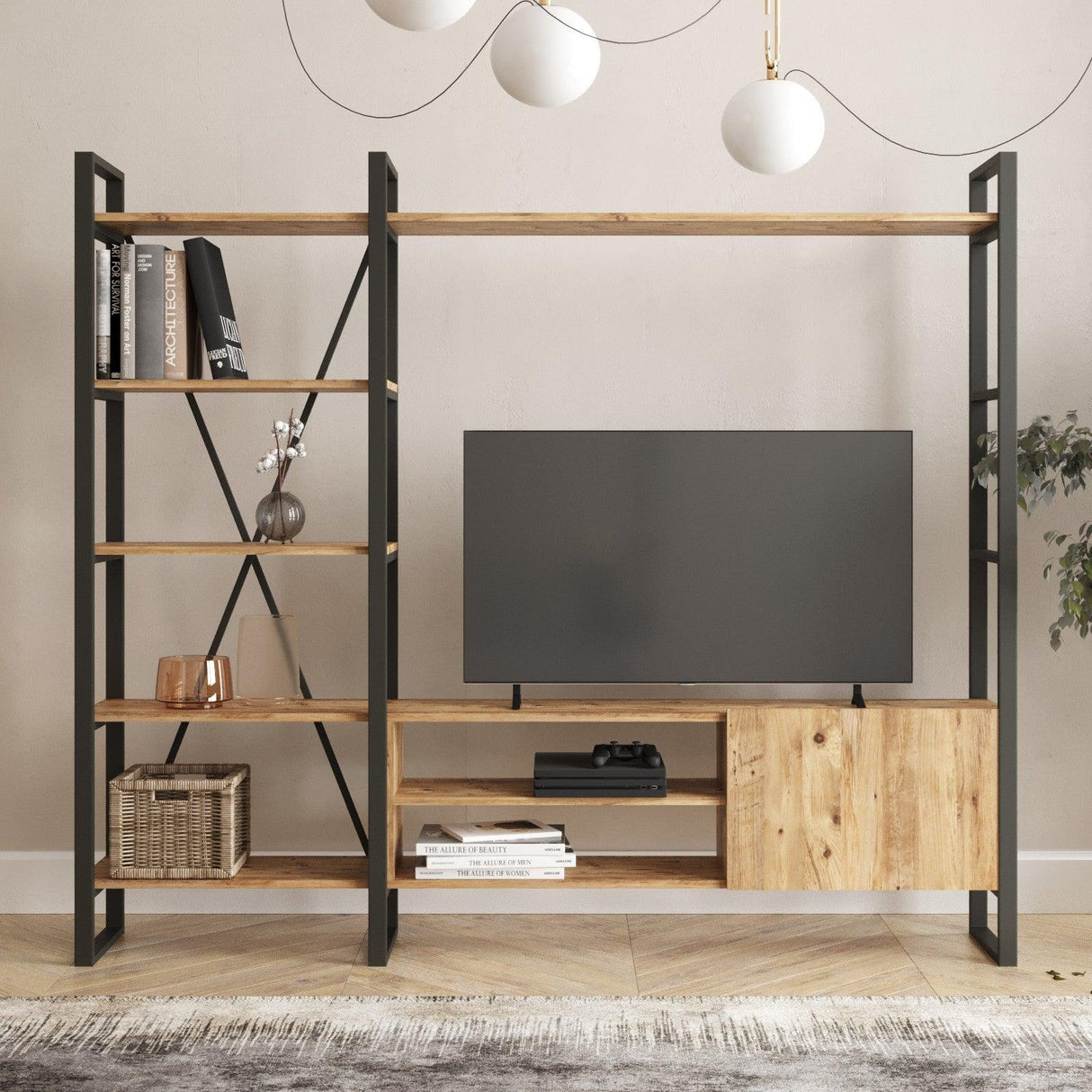 Comoda TV Telvira 21, Stejar, 208x180x34 cm