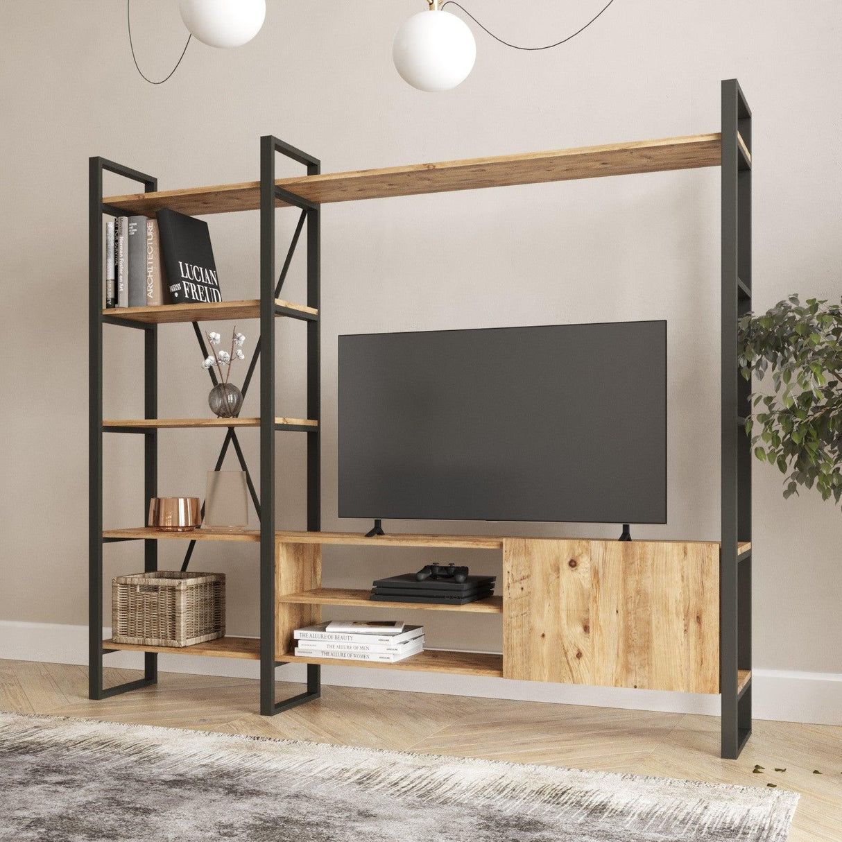 Comoda TV Telvira 21, Stejar, 208x180x34 cm