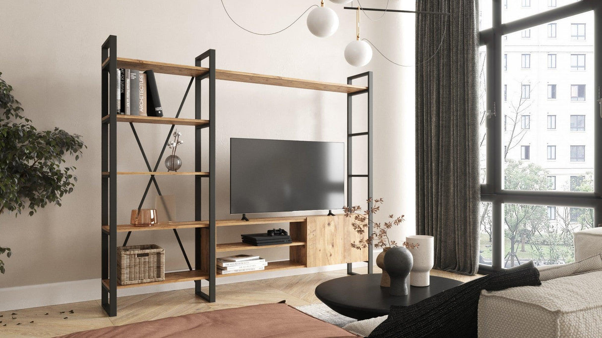 Comoda TV Telvira 21, Stejar, 208x180x34 cm