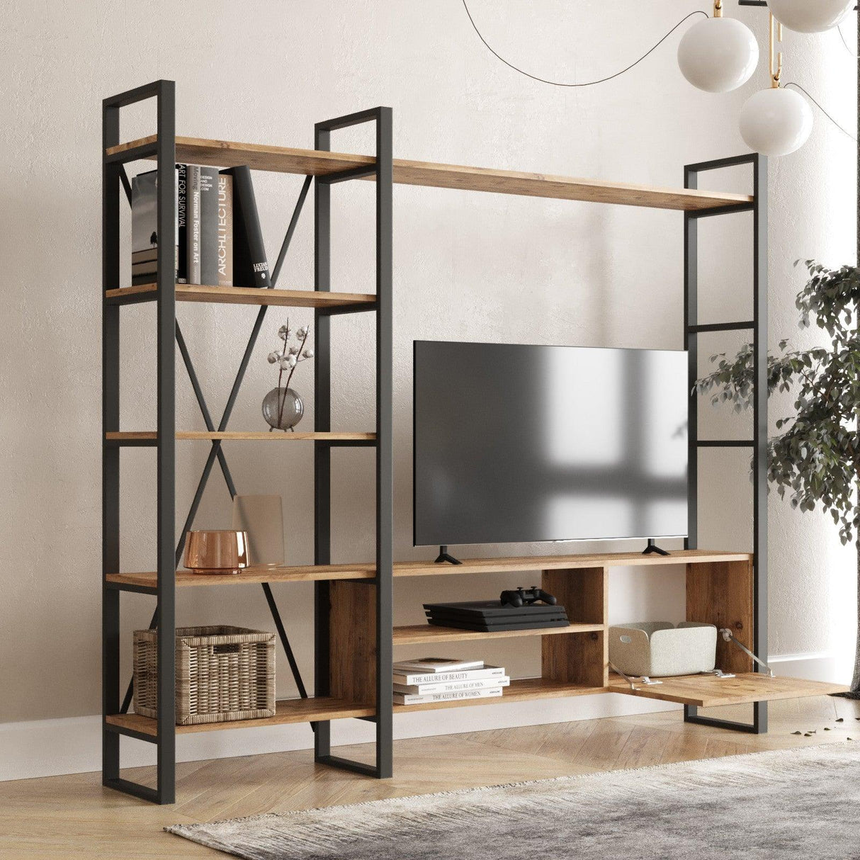 Comoda TV Telvira 21, Stejar, 208x180x34 cm