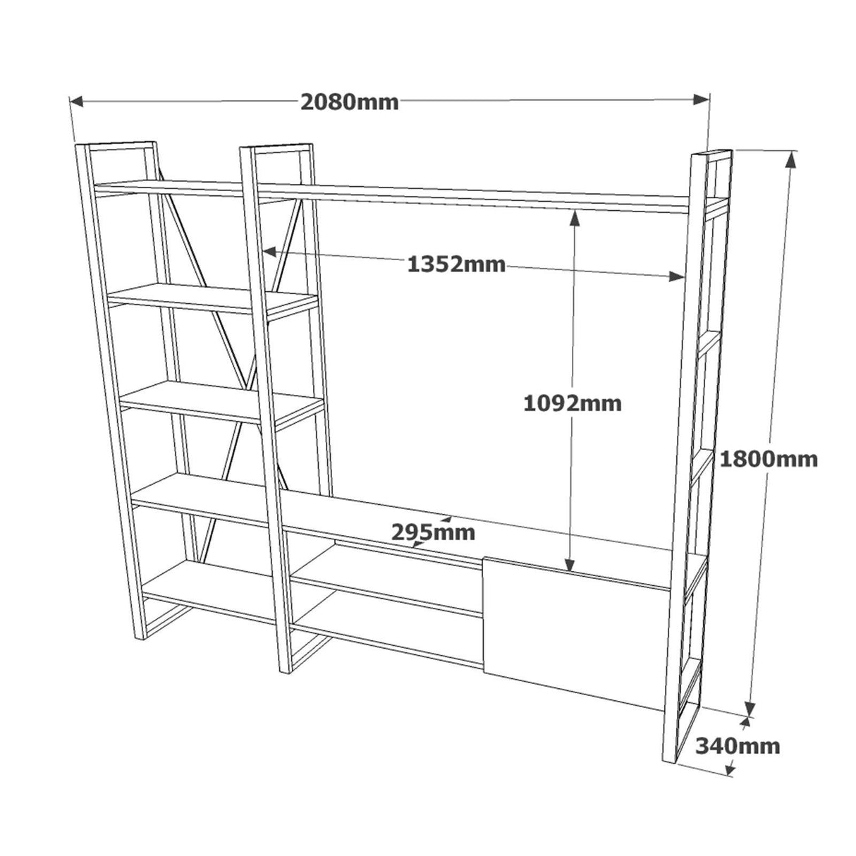 Comoda TV Telvira 21, Stejar, 208x180x34 cm