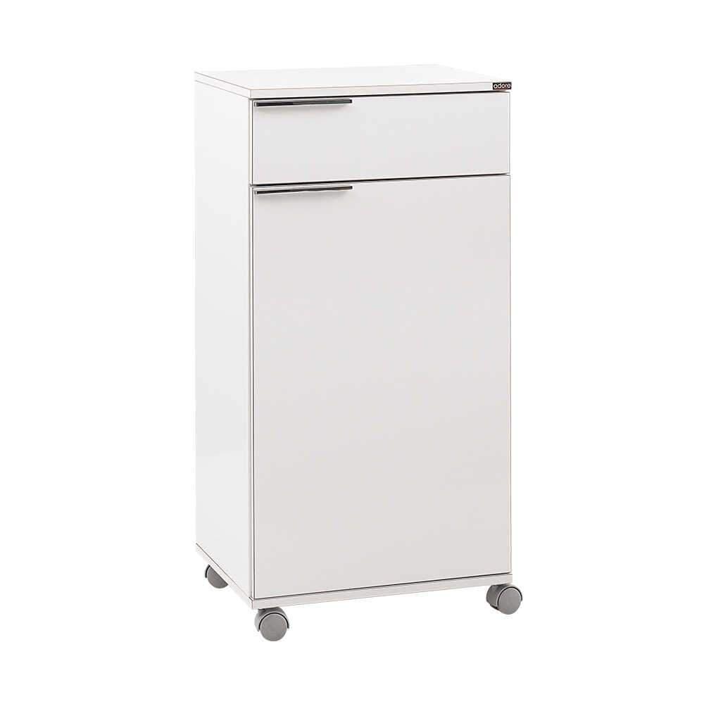 Corp Mobil Adore Diamond, cu usa, sertar si rotile, Alb, 50x100x40 cm