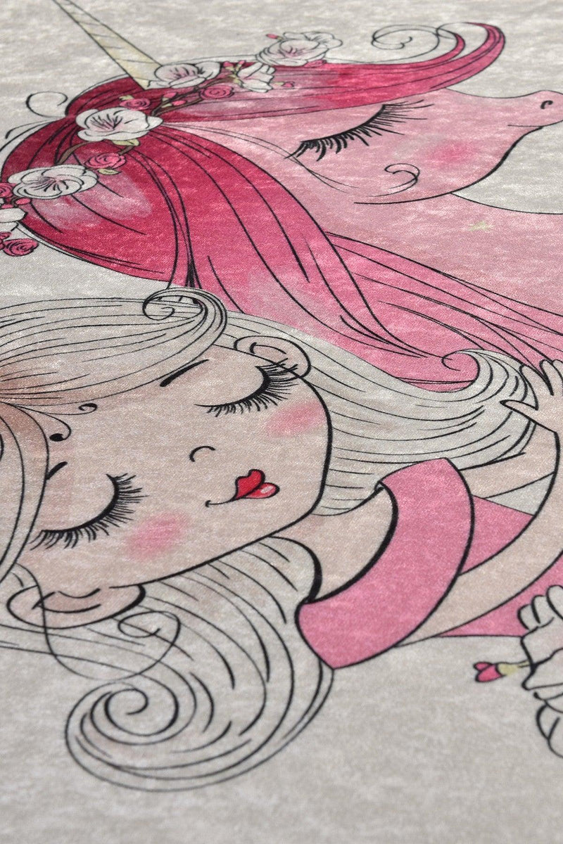 Covor de Copii Little Princess, Roz - Alb, 100x160 cm