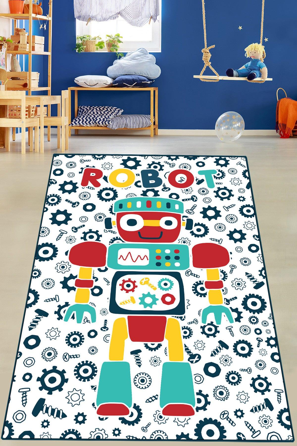 Covor de Copii Robot, Multicolor, 80x150 cm