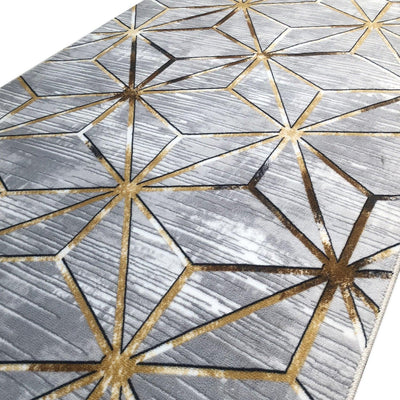Covor de Hol Diamond, Gri, Lavabil, Antibacterian, Antiderapant, 150x80 cm