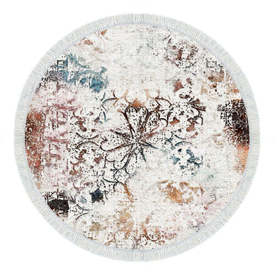 Covor de Hol Rotund Amira,Lavabil, Antiderepant, Multicolor, 100x100 cm