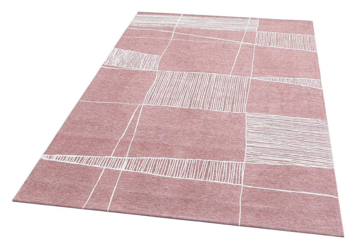 Covor de living / dormitor Maze Home PALMA, Roz - Alb, 135x200 cm