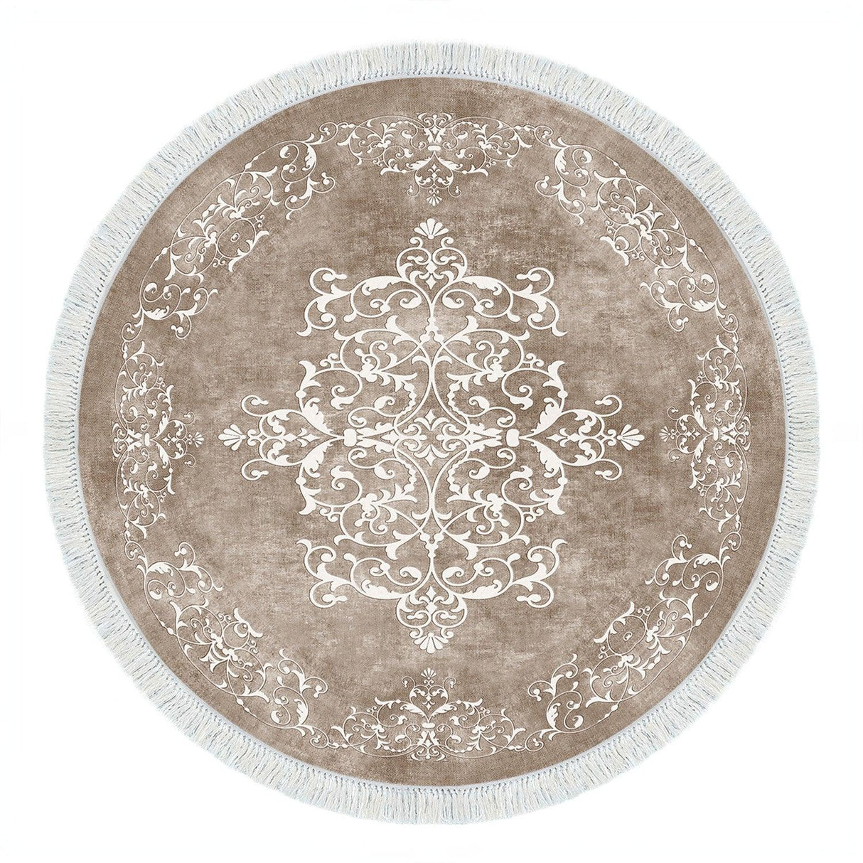 Covor Rotund Lavabil și Antiderapant, Bej - 100 x 100