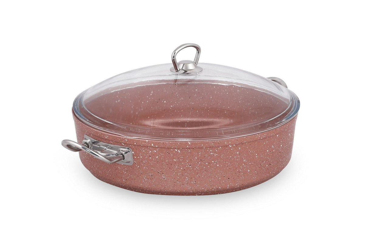 Cratiță din aluminiu cu capac, Güral Porselen, Aliminiu, Roz