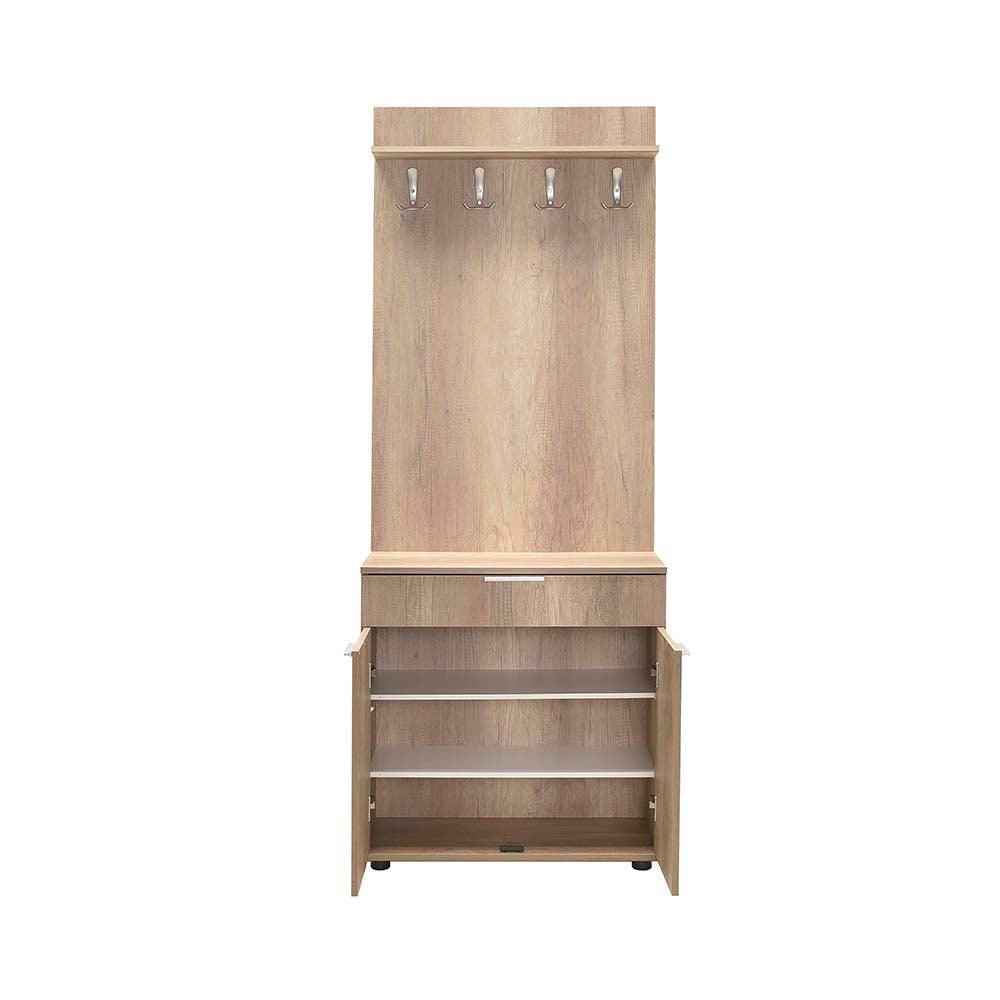 Cuier cu Pantofar Adore Porto Aero, cu Sertar, Alb - Natur, 73x187x36 cm - Natur