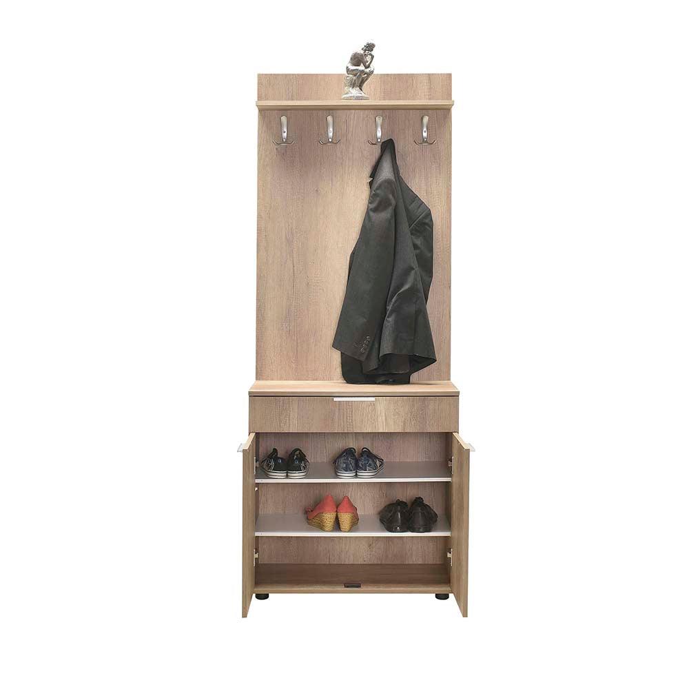 Cuier cu Pantofar Adore Porto Aero, cu Sertar, Alb - Natur, 73x187x36 cm - Natur