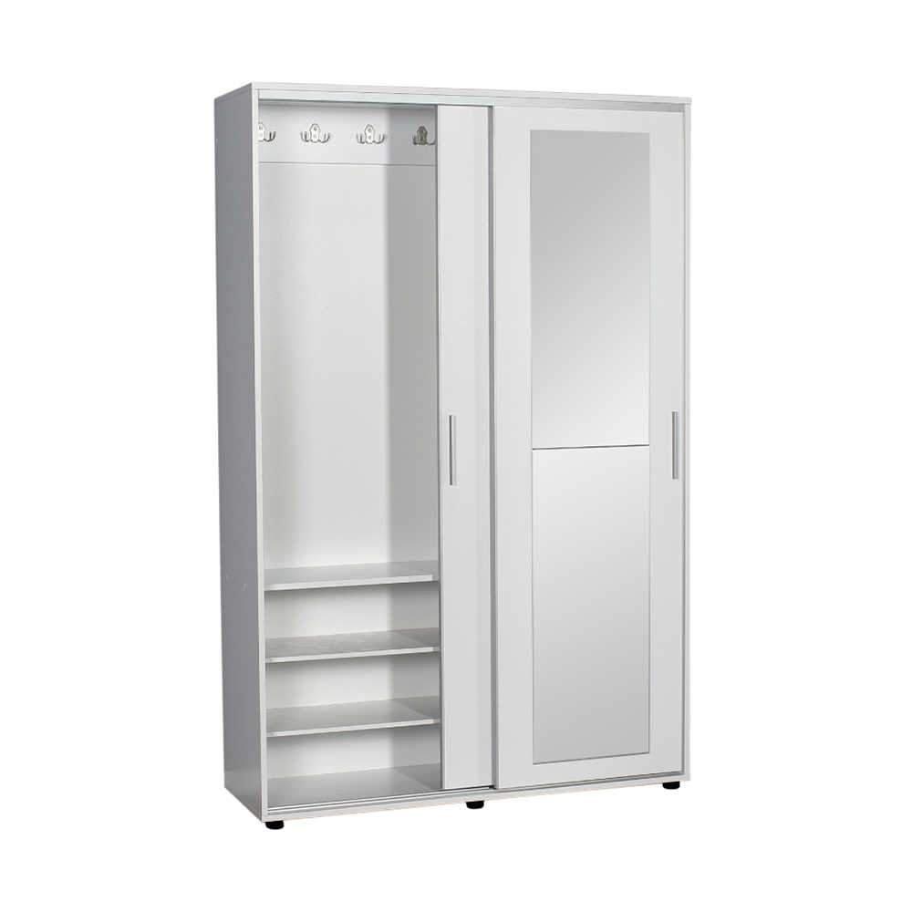 Cuier cu pantofar Adore Porto Maxi, 2 usi cu oglinda, 12 rafturi, capacitate 32 perechi incaltaminte, 120 x 187 x 40 cm - Alb